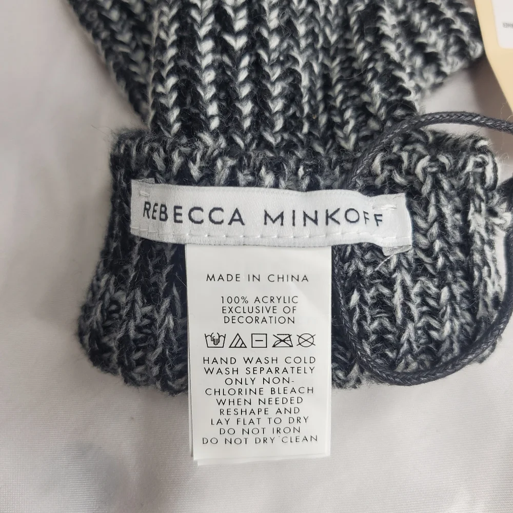 ◇ Rebecca Minkhoff Black Marled Knit Wrist Warmers One Size